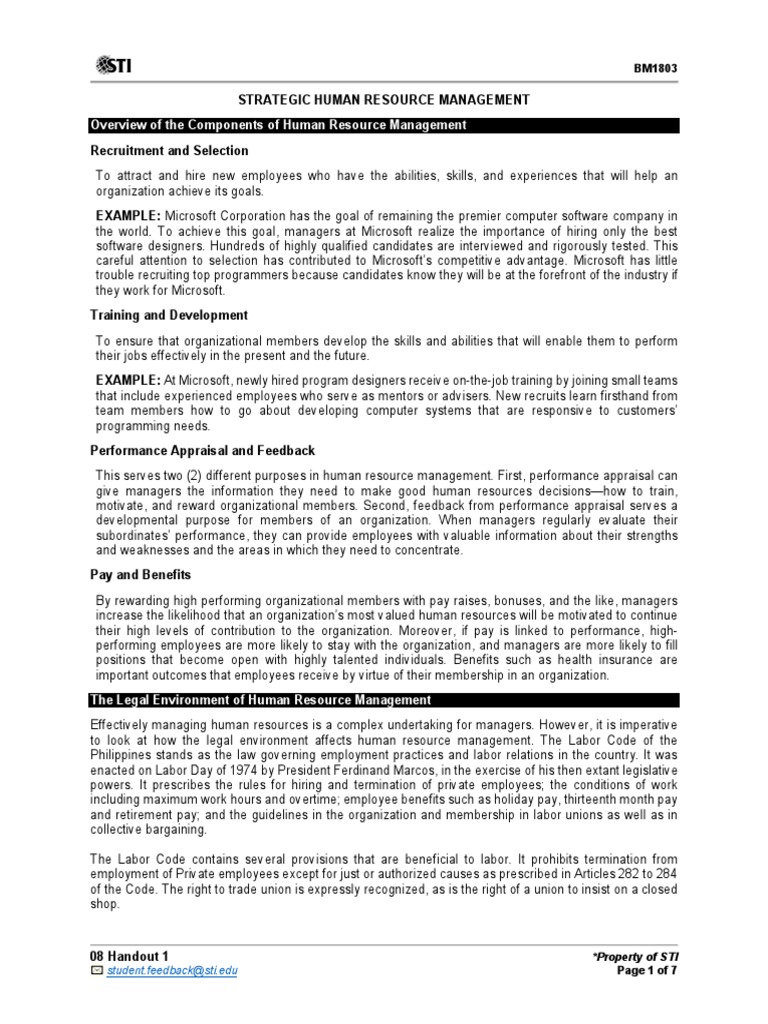 Strategic Human Resource Management Guide | PDF | Performance Appraisal ...