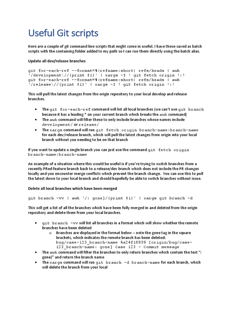 Essential Git Scripts for Management | PDF | Computing | Software