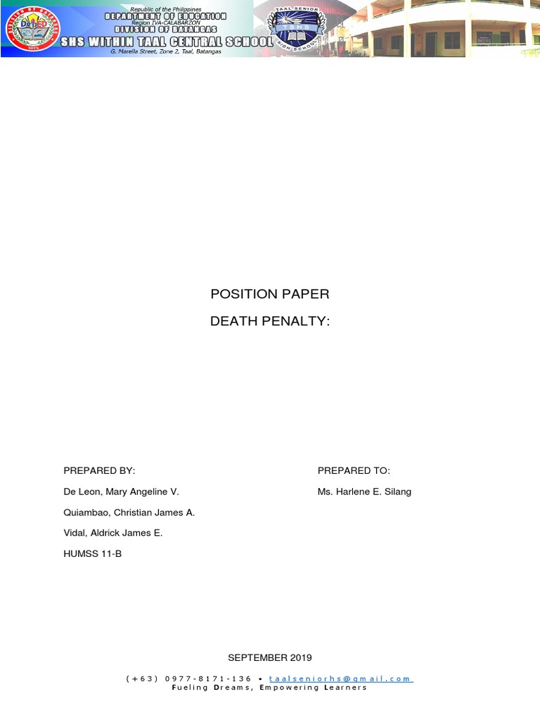 Position Paper Death Penalty Download Free PDF Capital Punishment