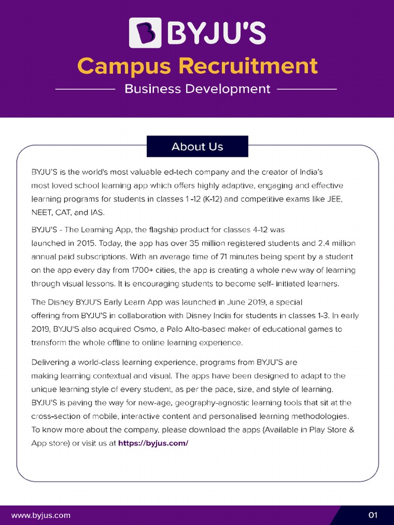 Business Development Associate Byjus 2020 Pdf | Pdf