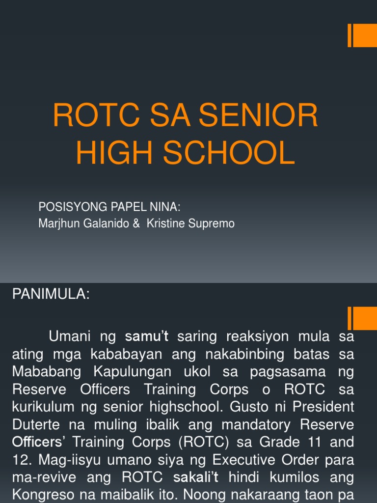 Rotc Sa Senior High School | PDF