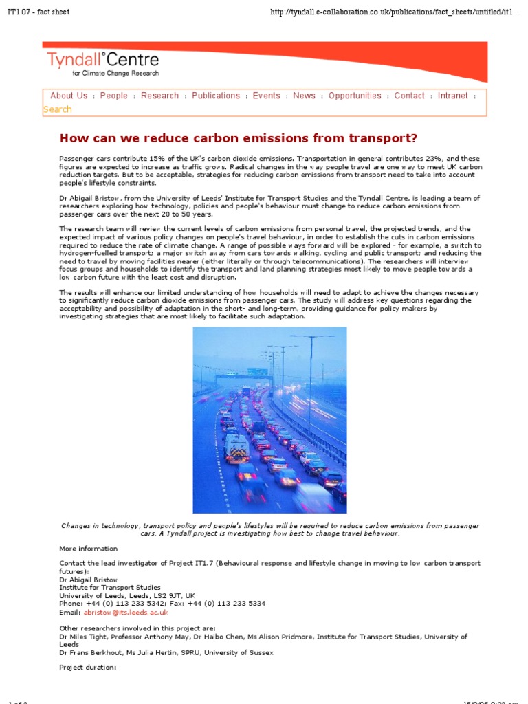 Reducing Transport Carbon Emissions | PDF | Air Pollution | Carbon Dioxide