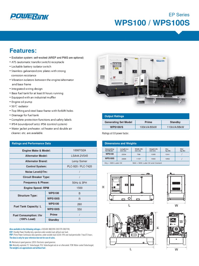WPS100 / WPS100S: Features | PDF | Mains Electricity | Electrical Grid