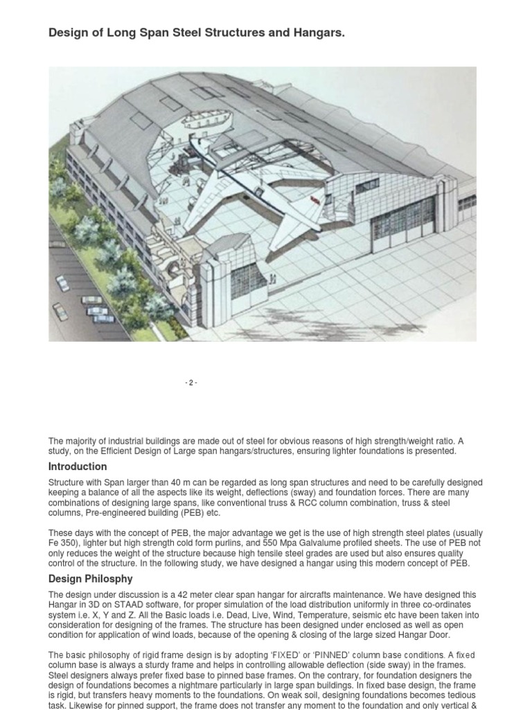 Design of Long Span Steel Structures and Hangars. | PDF | Truss | Column