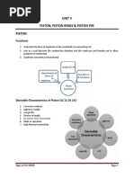 Unit V Piston, Piston Rings & Piston Pin Piston: Functions