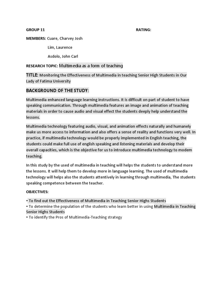 Effectiveness of Multimedia in Teaching | PDF