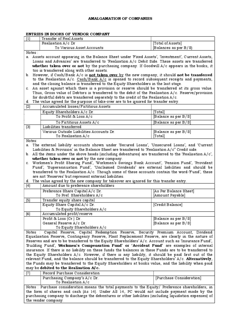 Amalgamation As 14 PDF Equity (Finance) Book Value