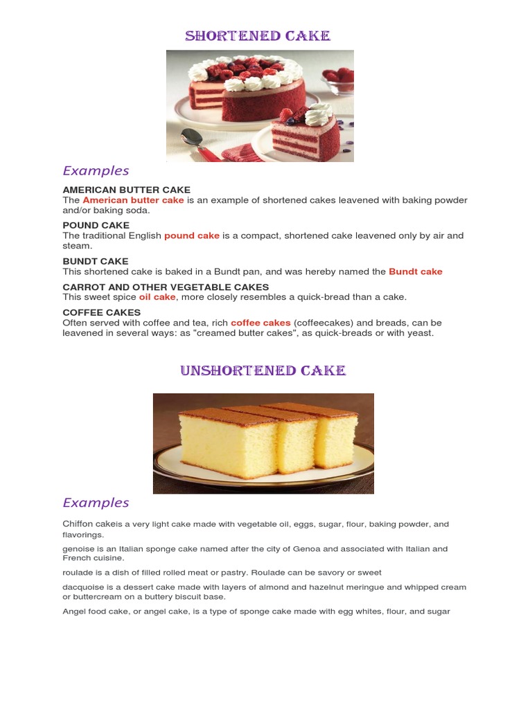 Examples Shortened Cake PDF