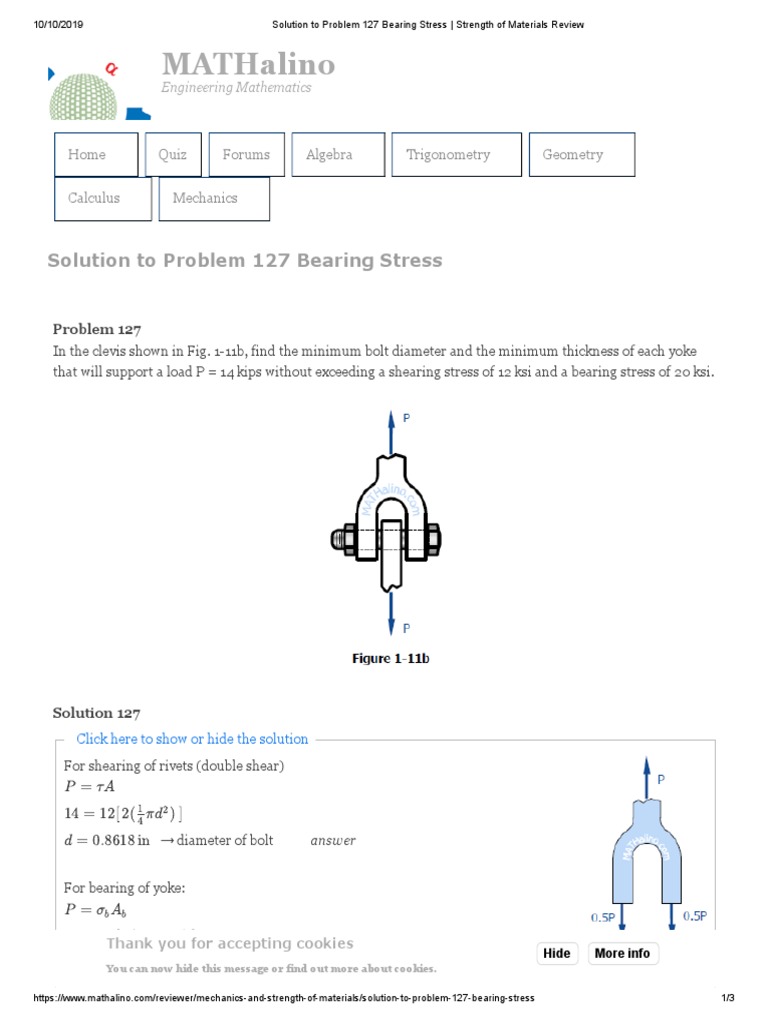 Bearing Stress Sample Problem 3 | PDF | Beam (Structure) | Stress ...