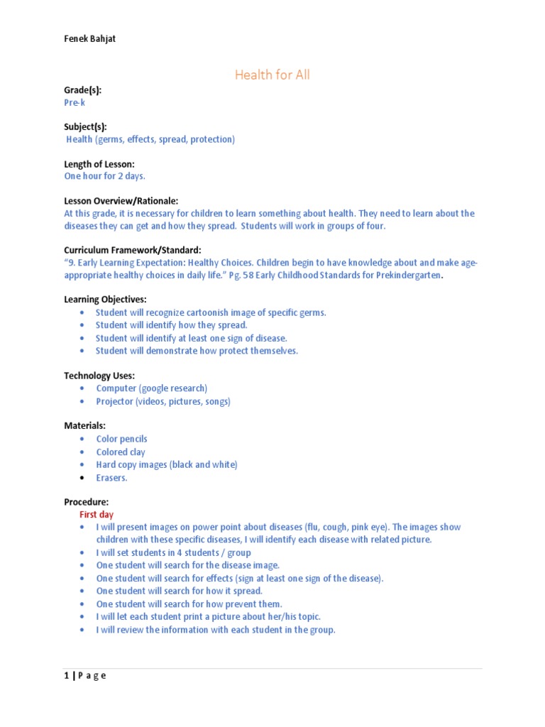 Health Lesson | PDF | Students | Learning