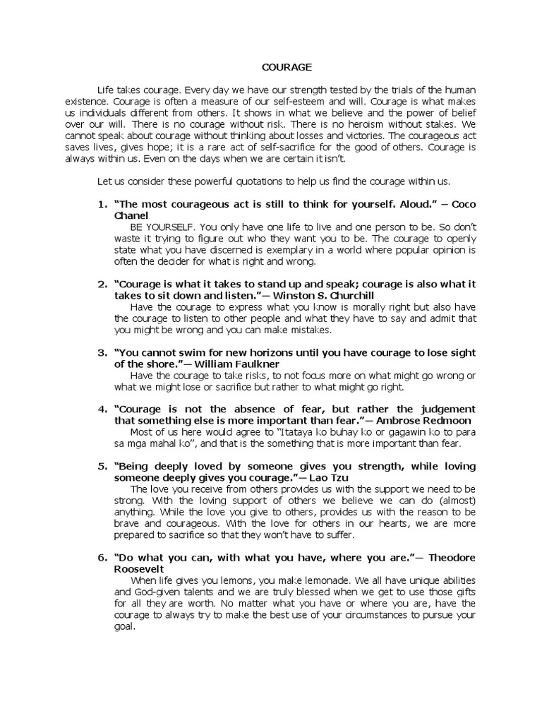 Speech For Courage PDF Courage