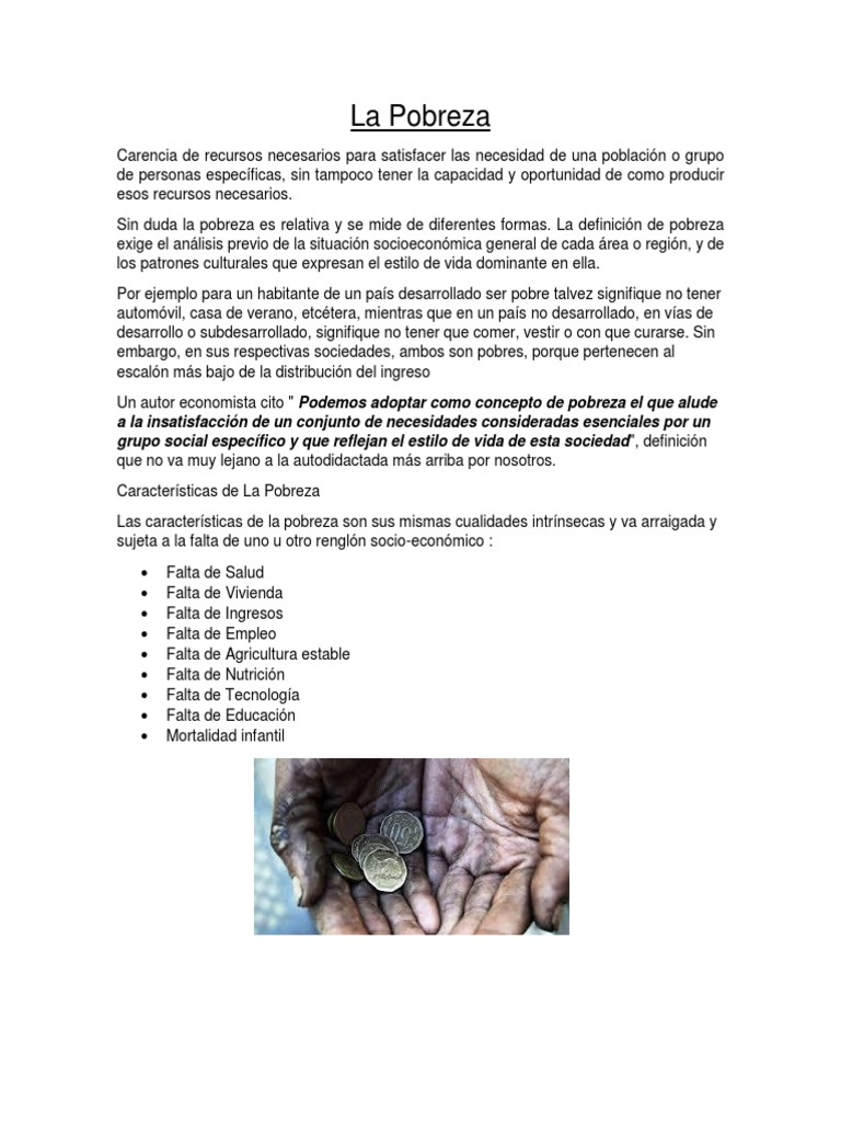 La Pobreza | PDF | Pobreza | Pobreza e indigencia