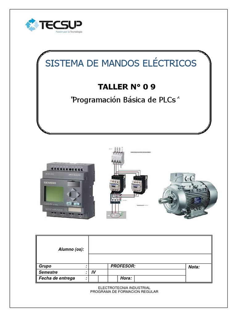 Lab 09 Prog Basica Plcs Final Pdf Motor Eléctrico Corriente Eléctrica