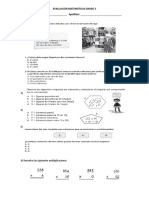 Evaluación Matemáticas Grado 3