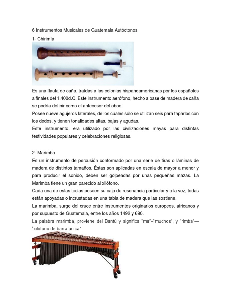 Instrumentos Musicales Autóctonos de Guatemala | PDF | Instrumentos ...