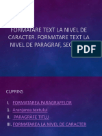 Formatare Text La Nivel de Paragraf Sectiune