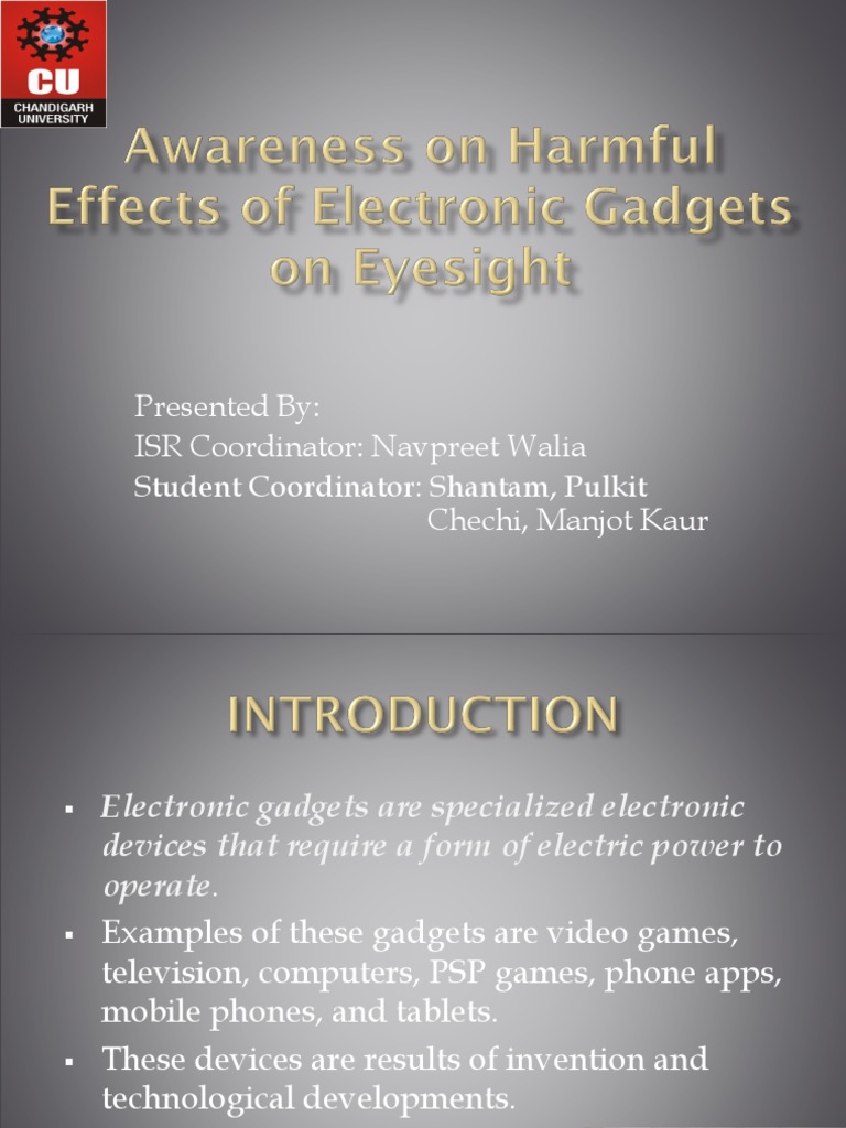 Awareness On Harmful Effects of Electronic Gadgets On PDF Video