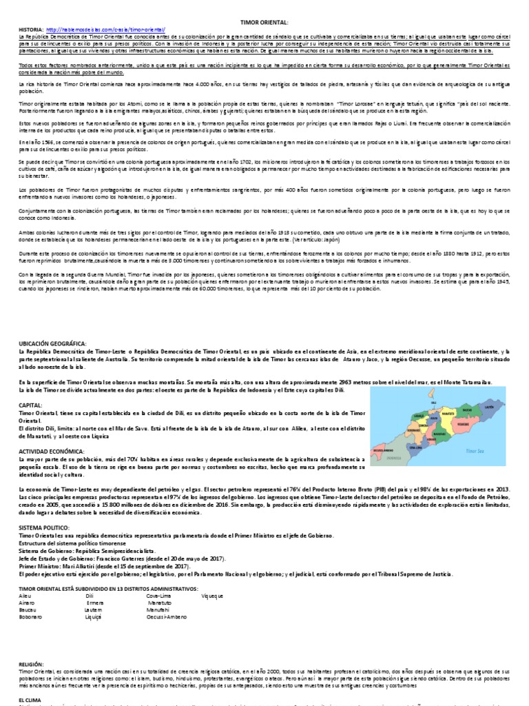 Timor Oriental PDF Timor Oriental Idiomas