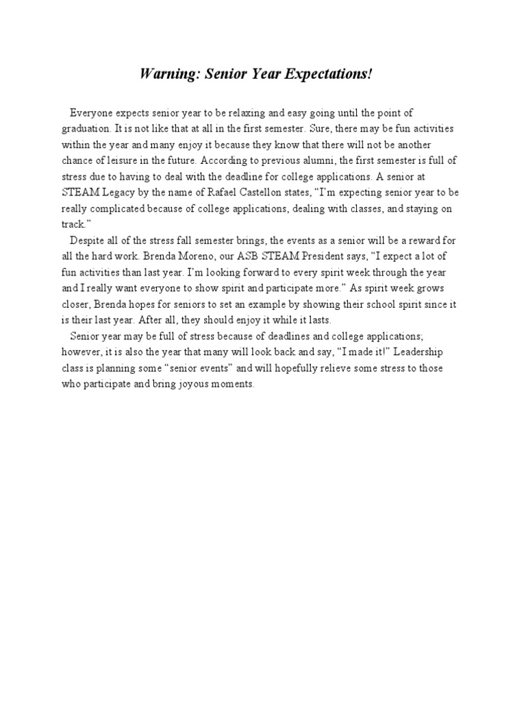 Senior Expectations | PDF