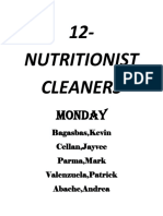 12-Nutritionist Cleaners: Monday