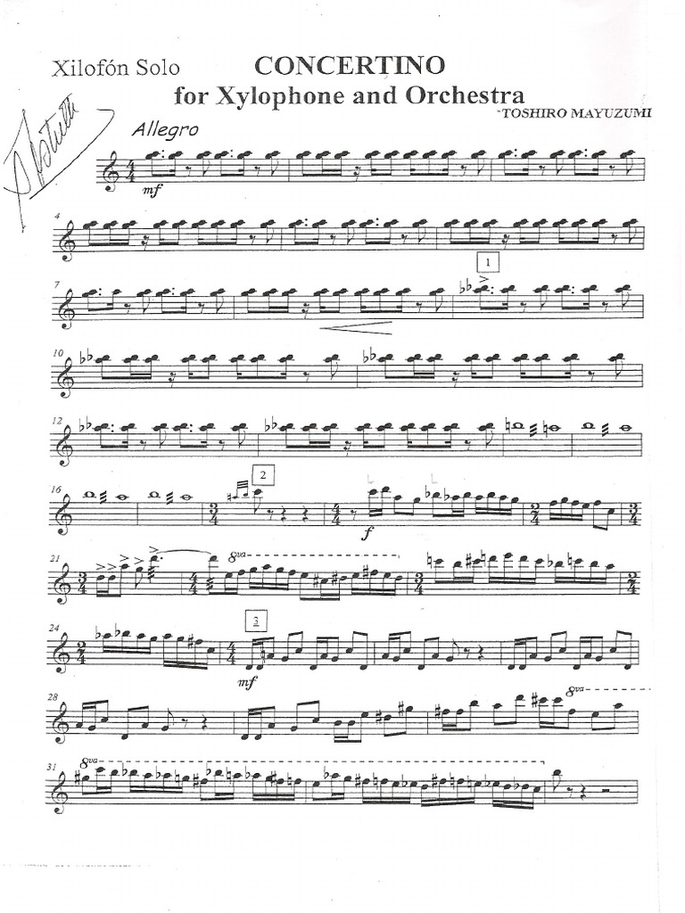 Toshiro Mayuzumi Concertino For Xylophone Orchestra Xilofon PDF PDF
