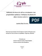 Influência Da Borra de Café No Crescimento e Nas Propriedades Químicas e Biológicas de Plantas de Alface (Lactuca Sativa L.)