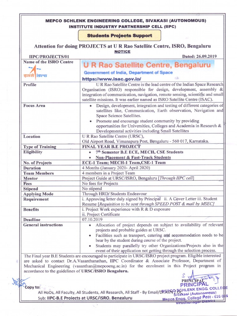 U R Rao Satellite Centre | PDF