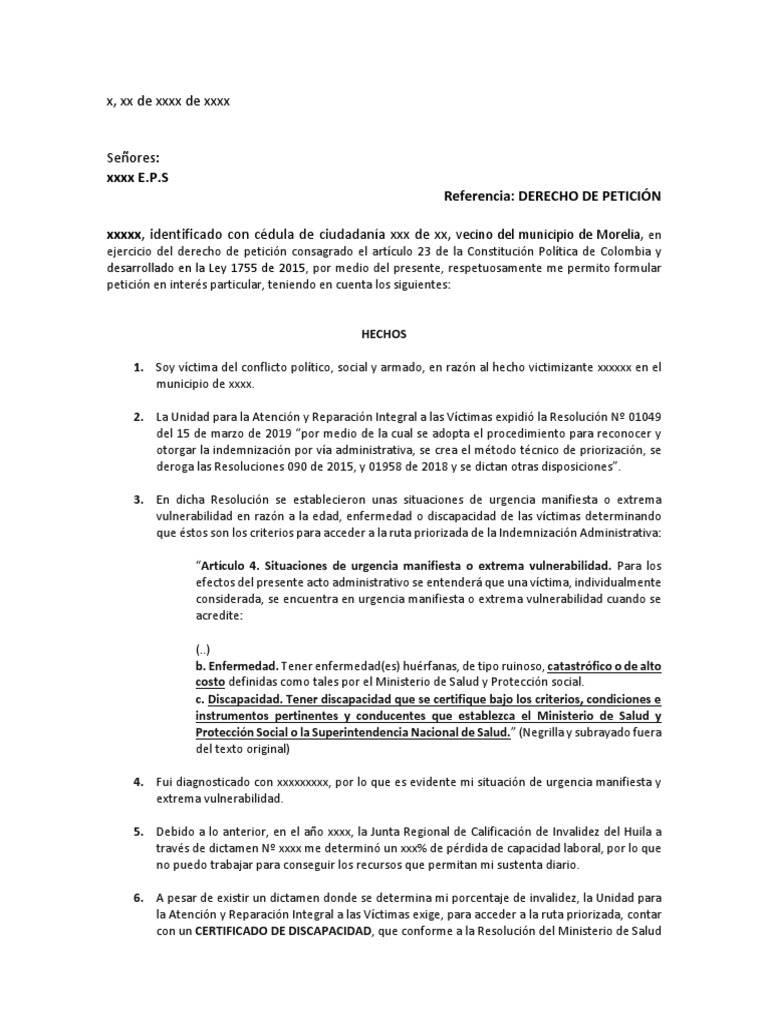 Certificado de Discapacidad A EPS | PDF | Invalidez | Instituciones ...