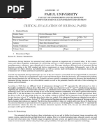 Parul University: Critical Evaluation of Journal Paper