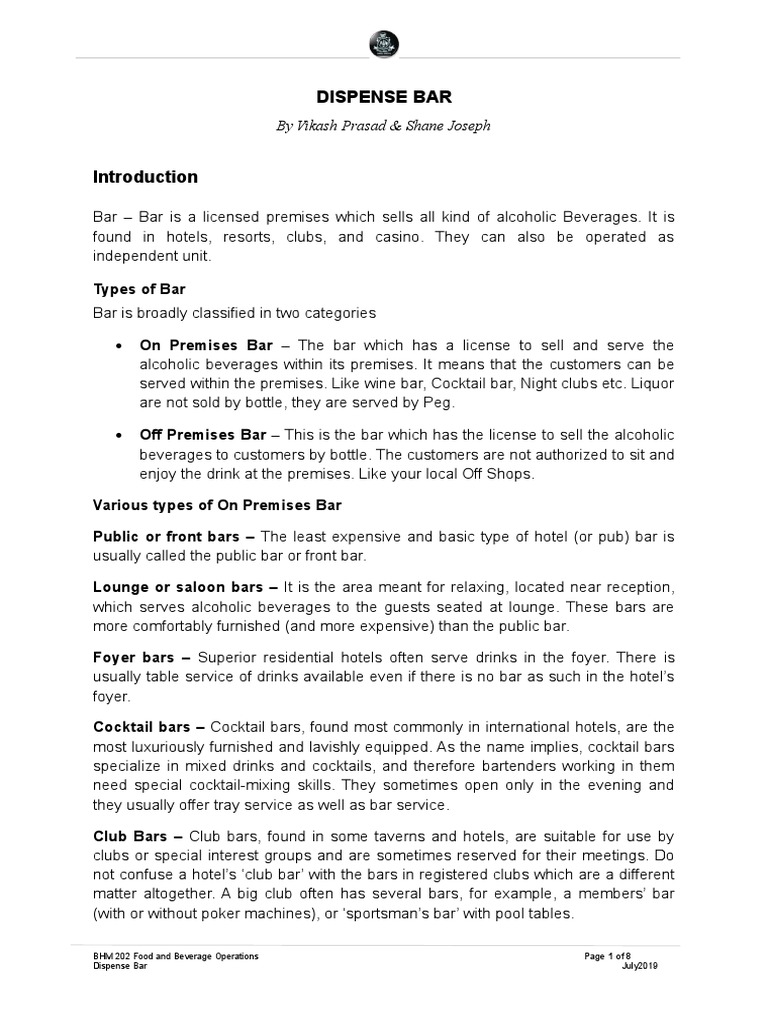 Dispense Bar | PDF | Bar | Drink