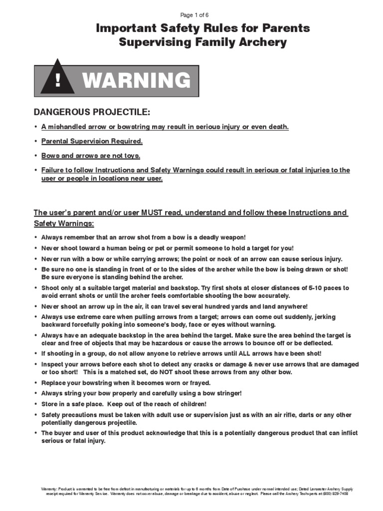 Archery Safety Rules PDF Archery Bow And Arrow