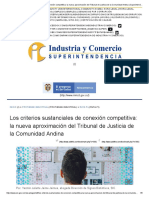Los Criterios Sustanciales de Conexión Competitiva: La Nueva Aproximación Del Tribunal de Justicia de La Comunidad Andina