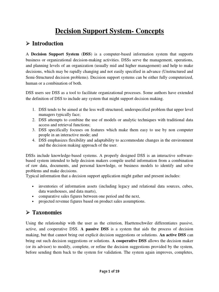 Understanding Decision Support Systems | PDF | Descriptive Statistics ...