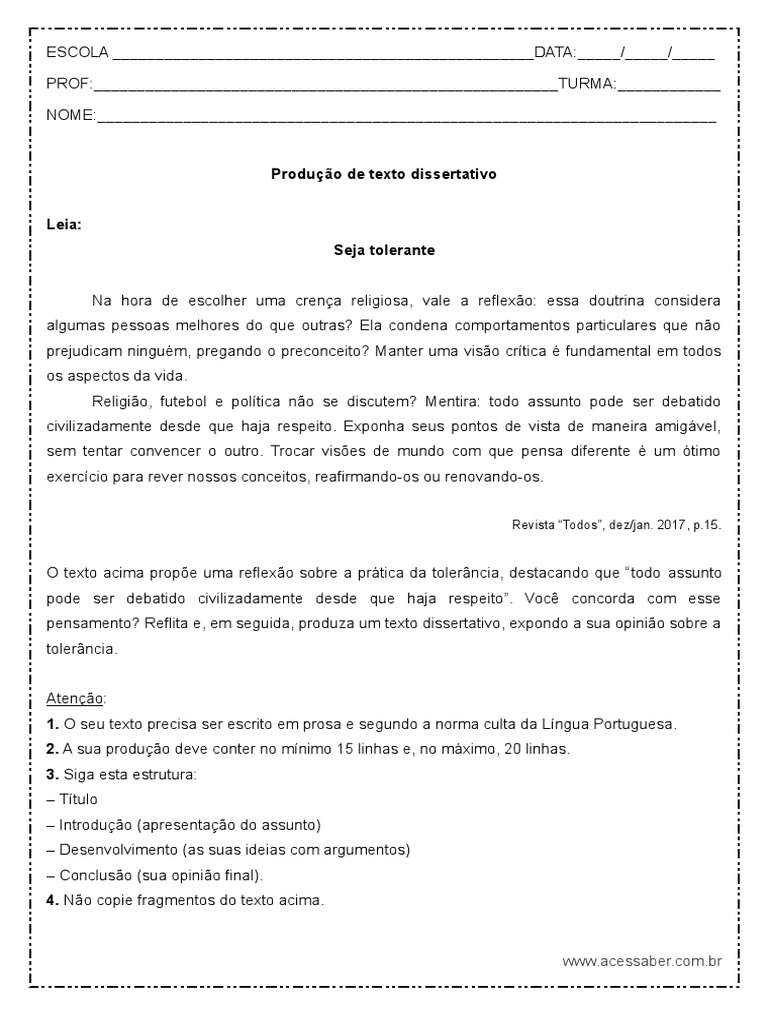 Atividade de Língua Portuguesa 9 Ano | PDF