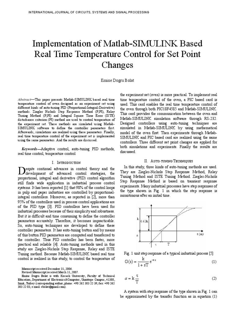 Matlab Paper | PDF | Control Theory | Mathematical Analysis
