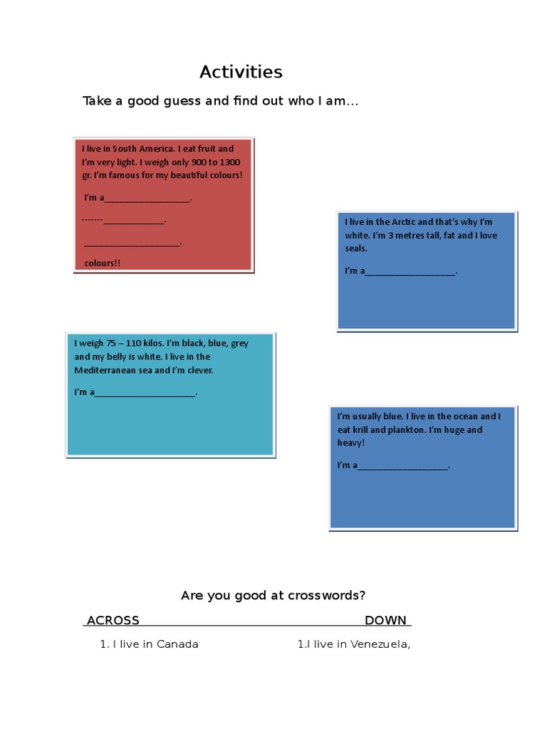 Activities - Animals Booklet | PDF