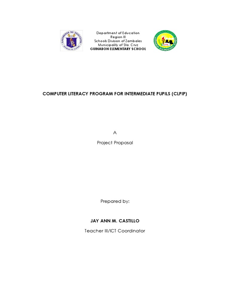 Computer Literacy Program Proposal for Pupils | PDF | Educational ...