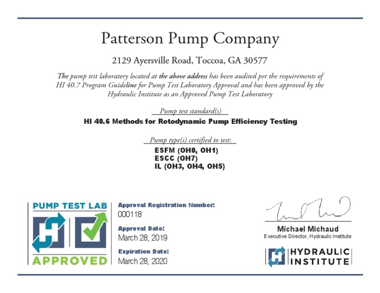 HI Approved Pump Test Laboratory | PDF