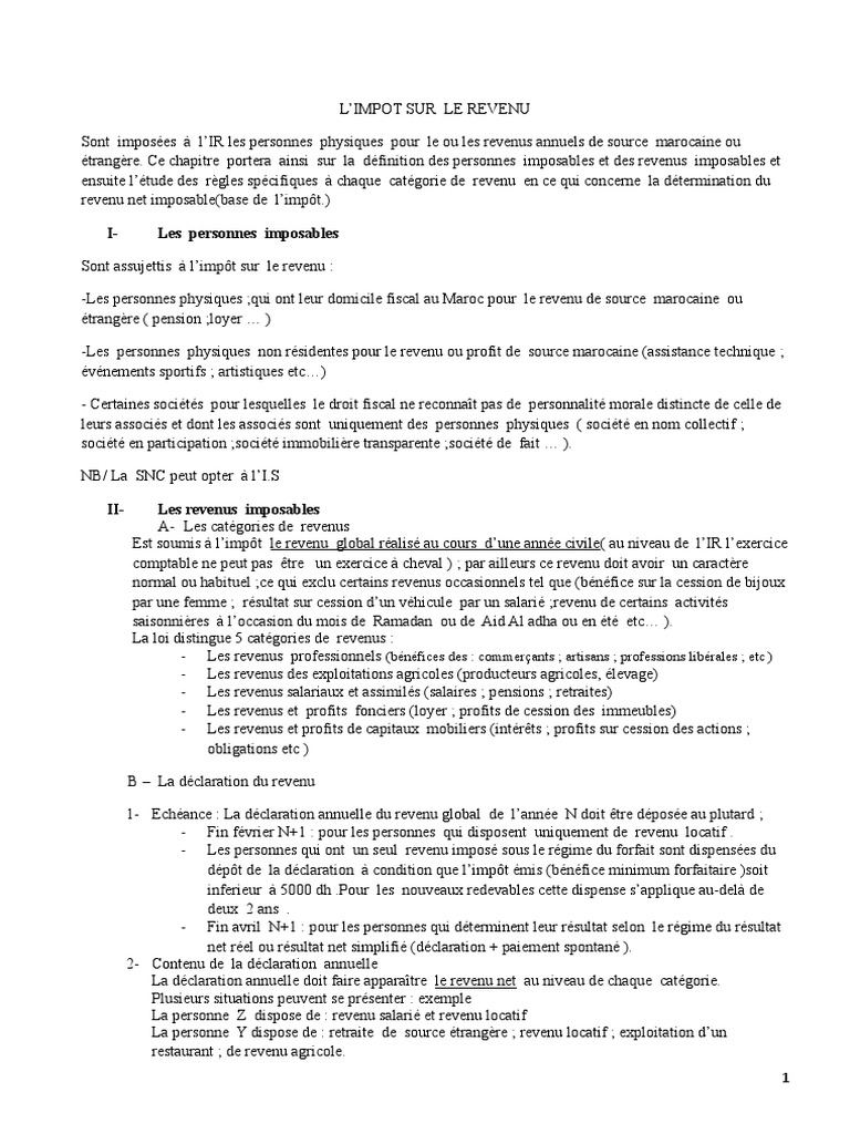 Impôt sur le Revenu au Maroc | PDF | Impôt sur le revenu | Impôts