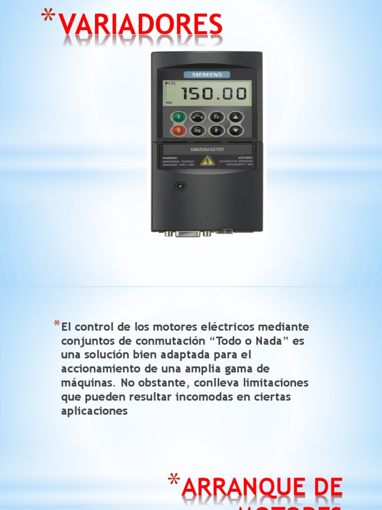 Control de Motores con Variadores de Frecuencia | PDF | Motor eléctrico ...