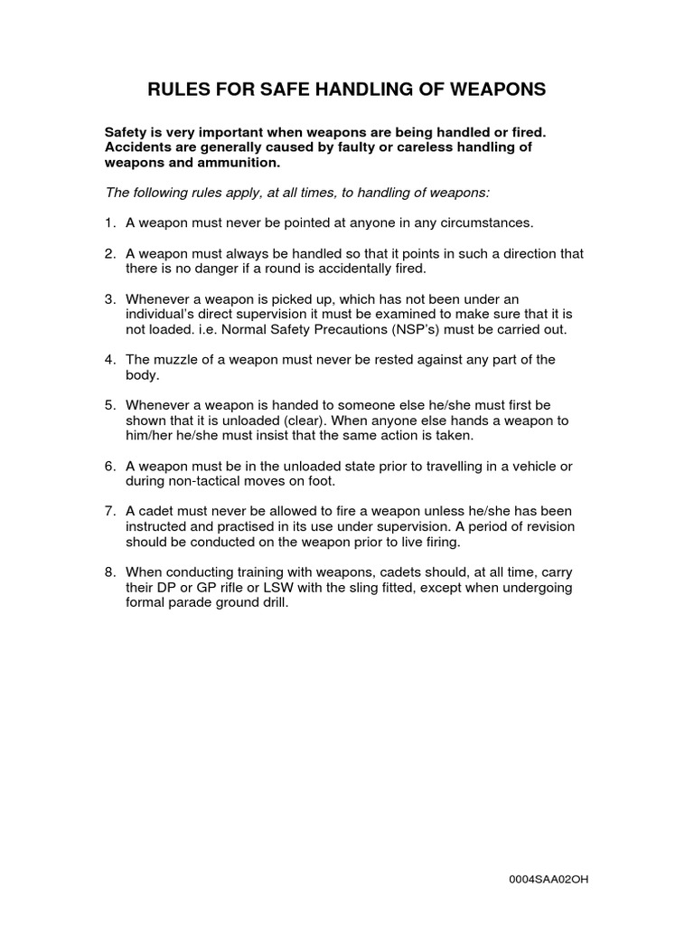 Handout Safety With Weapons | PDF