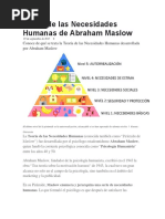 Teoría de Las Necesidades Humanas de Abraham Maslow