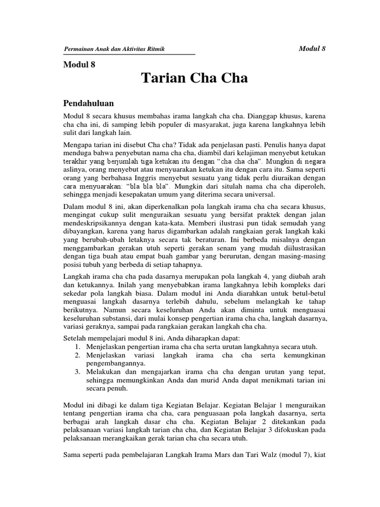 Panduan Langkah Tarian Cha Cha | PDF