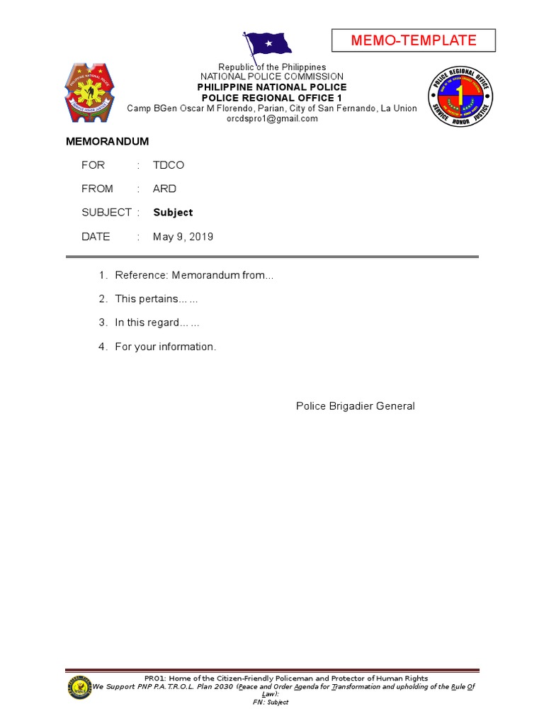 PNP Memorandum Template Example | PDF