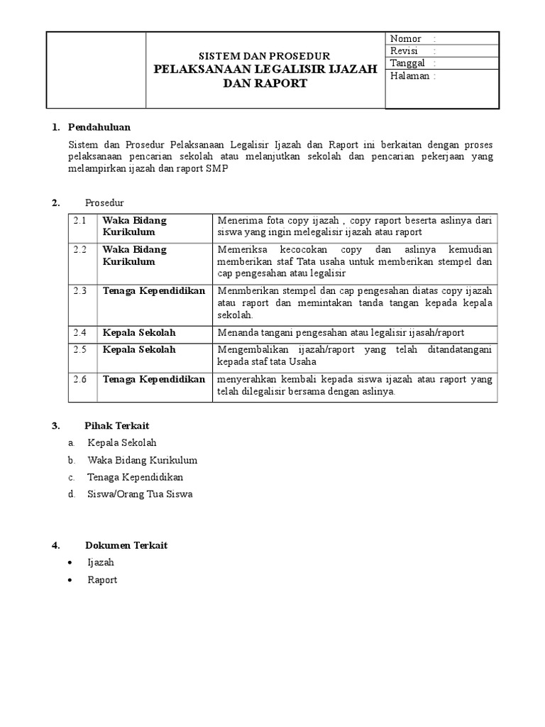 03 Akademik Sop Pelaksanaan Legalisir Ijazah Dan Raport