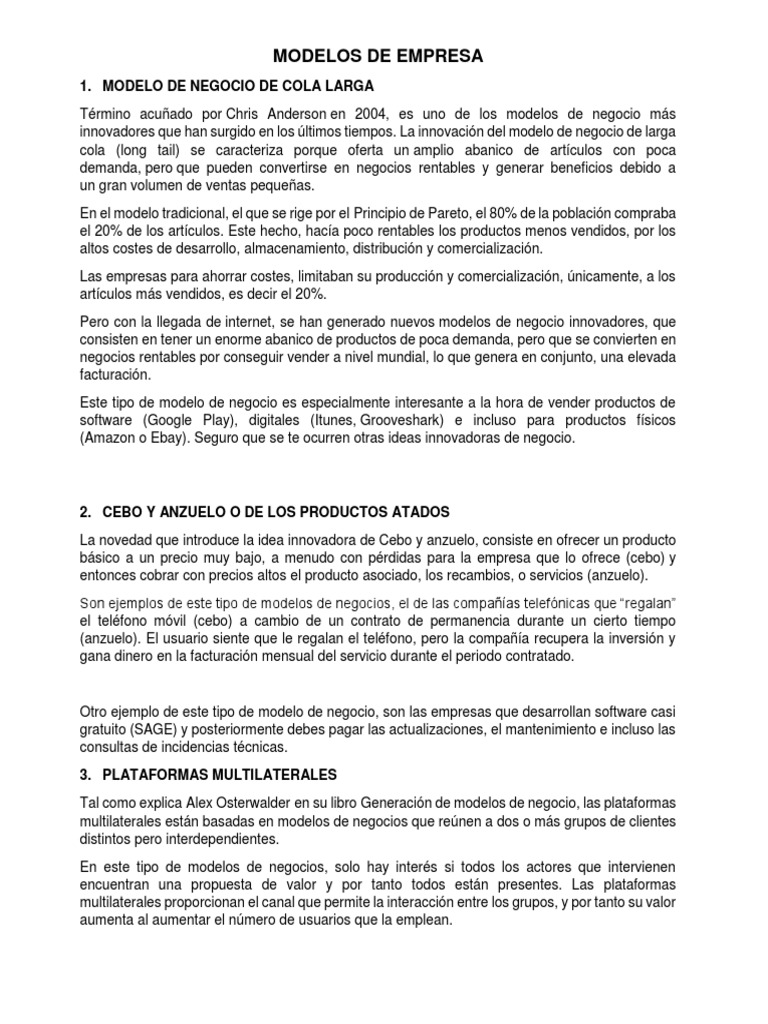 Modelos de Negocio Innovadores | PDF | Modelo de negocio | Franquiciamiento