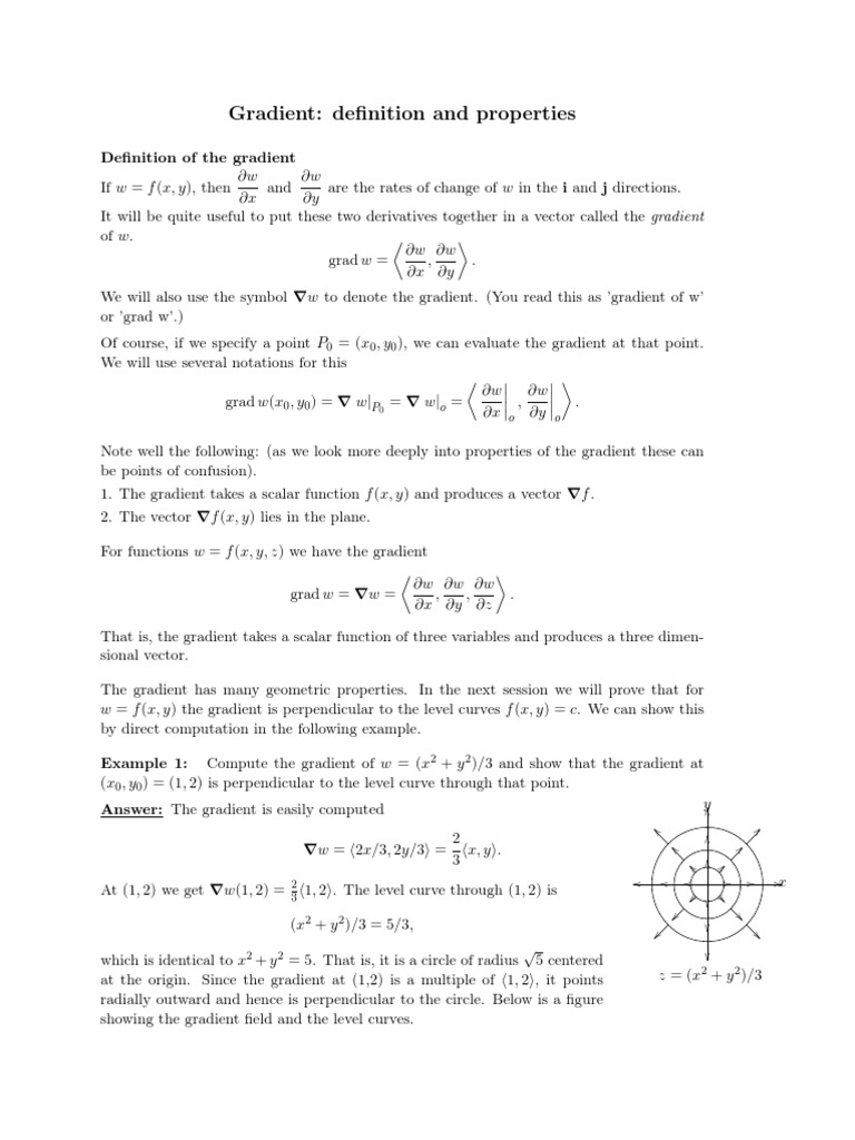 Gradient: Definition and Properties | PDF | Gradient | Tangent