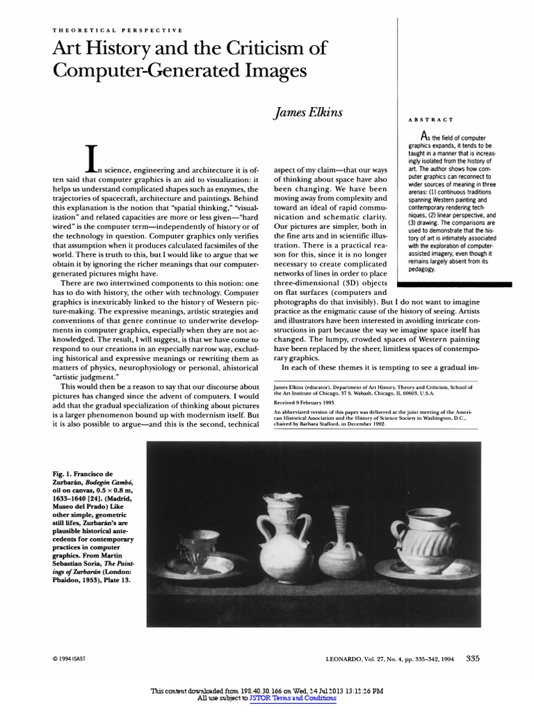 History Art And The Criticism Of Computer Generated Images Pdf