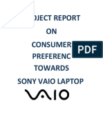 Project Report ON Consumer Preferenc Towards Sony Vaio Laptop
