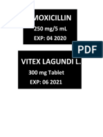 Amoxicillin: 250 mg/5 ML EXP: 04 2020